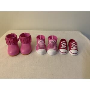 Pink High Tops Finge Boots Sneakers Doll Shoes For 18” Doll Size Lot of 3 Pairs